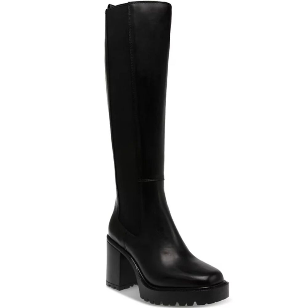Steve Madden Black Knee-High Platform Heeled Boots chunky quirky y2k capsule
